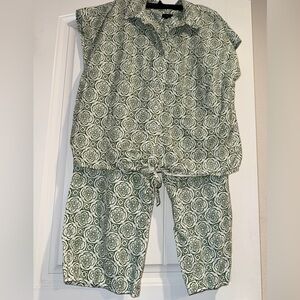 Talbots Green Patterned Jumpsuit